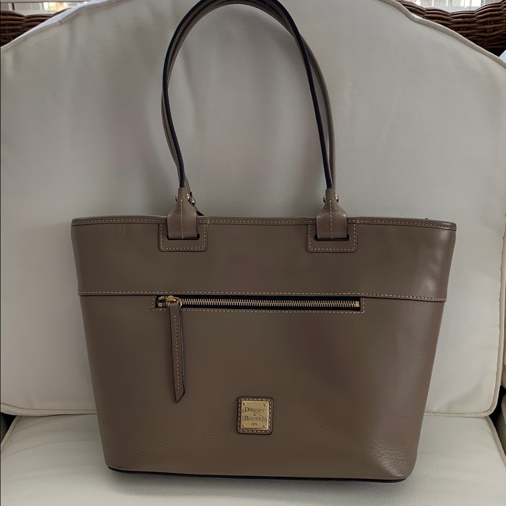 Dooney & Bourke Taupe Smooth Leather Tote